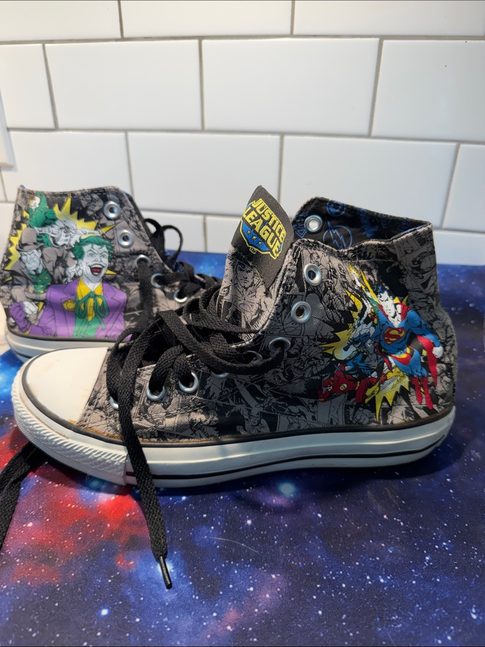 Justice League High-Top Athletic Sneakers in Black/Grey